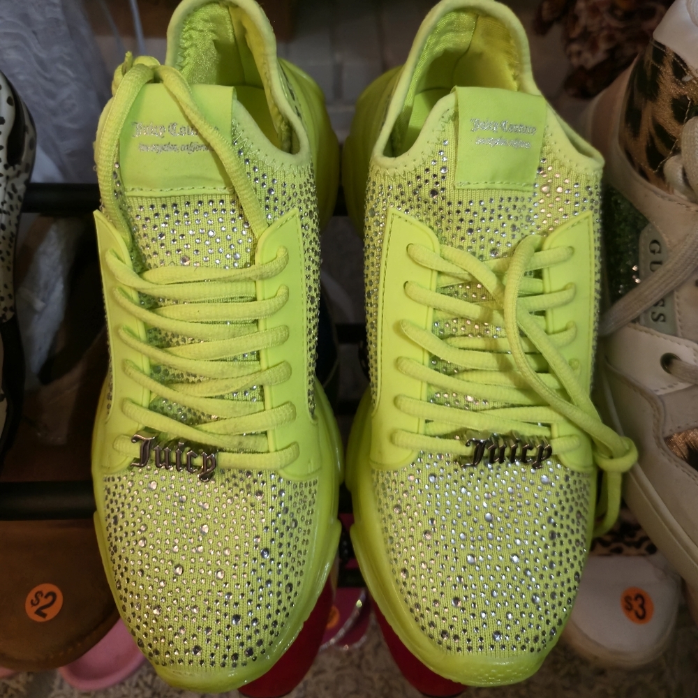 Juicy Couture Neon Green Sneakers with Rhinestones